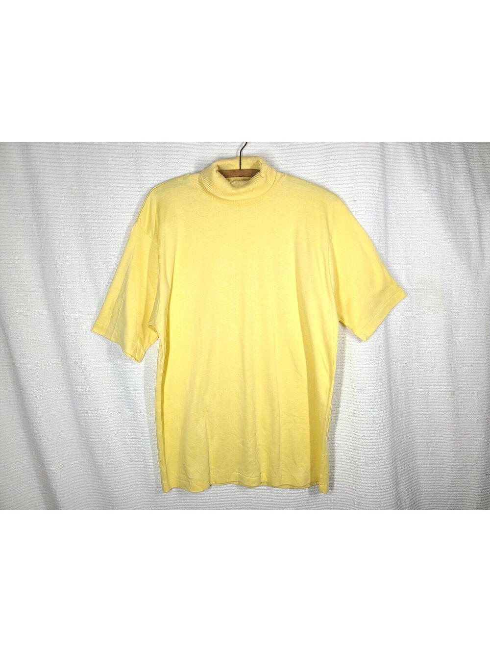 Vtg 60s Campus Turtleneck XL Yellow Never Iron 50/50 Single Stitch Retro Knit